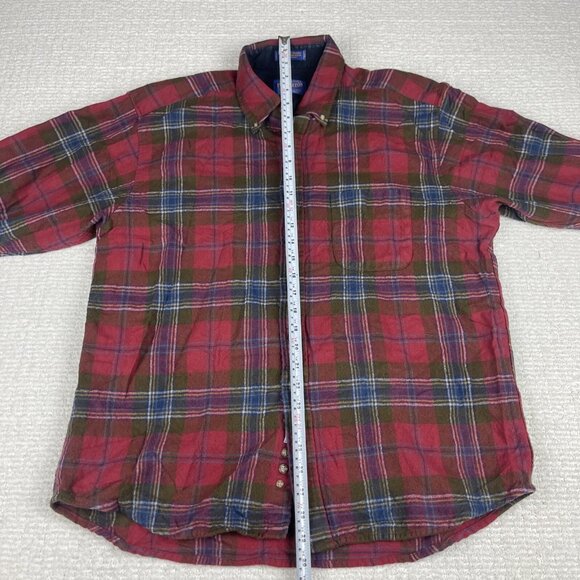 Pendleton Shirt Mens XL Red Button Up 100% Pure virgin Wool Plaid Flannel Casual - Picture 11 of 16